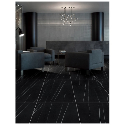 Piastrelle da parete di quartzito nero in carbone nero Piastrelle di marmo nero per bagno