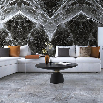 Pavimenti in porcellana di marmo a ondata nera brillante 120x240