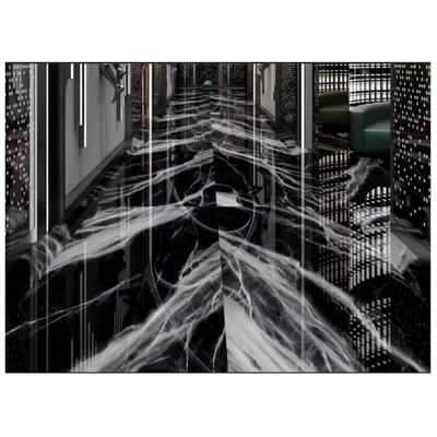 Abstract marocchino porcellana nera e bianca piastrelle di Chevron per pavimento del bagno vetrificato