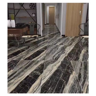 Marmo Porcellana Piastrelle Nero Bianco e Oro Fiore 600x600mm Piastrelle vetrate per cucina