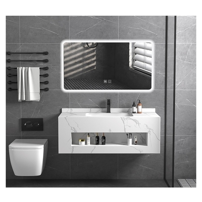 Bagno moderno di design semplice Bagno Vanità con armadio specchio singolo lavandino in bianco