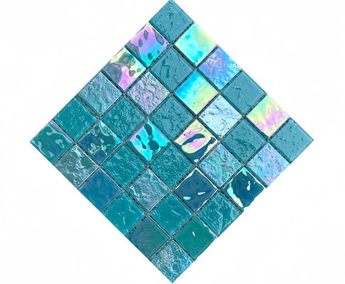Mar Blue Wave Glass Mosaic Tile Alza la tua piscina con porcellana in stile villa