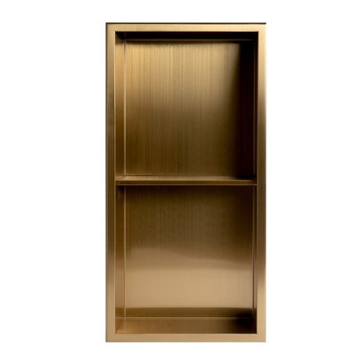 Nichetto di bagno in oro classico con luce a LED e funzione antibatterica a doppio scaffale