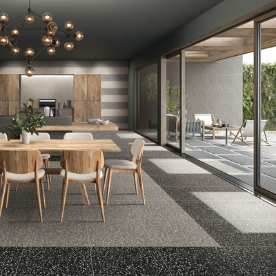 30x30 Terrazzo nero e bianco Piastrelle di pavimento colorato di cemento per pavimentazione di piastrelle vitrificate