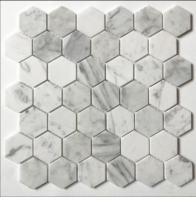 Bianco Esagonale Calacatta Marmo Carrara Mosaico Piastrelle Bagno sofisticato Sfondo