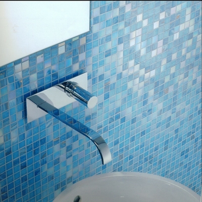 Modello marocchino Piastrelle di vetro iridescente quadrato mosaico per cucina e bagno 4 mm di spessore