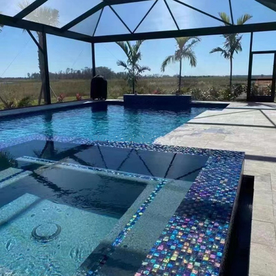 Piastrelle da piscina in cristallo di stile moderno per materiale da costruzione in colore blu verde