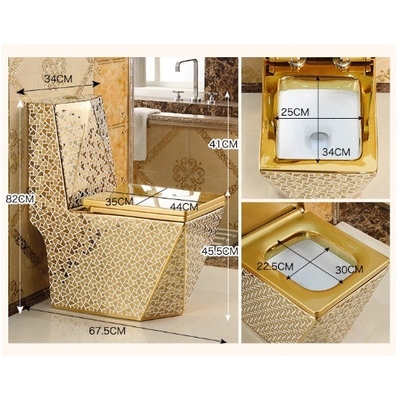 Bagno moderno in ceramica con finitura dorata doppio scarico Siphon Scarico Bagno di lusso