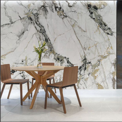 Interni 1200x2700x12mm Statuario Plus Bianco e Grigio Vaga Piastrella di Pavimento in Marmo Vetrata Matta lucidata