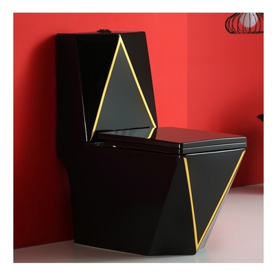 Bagno moderno in ceramica con linea dorata colore nero oro S-trap One Piece