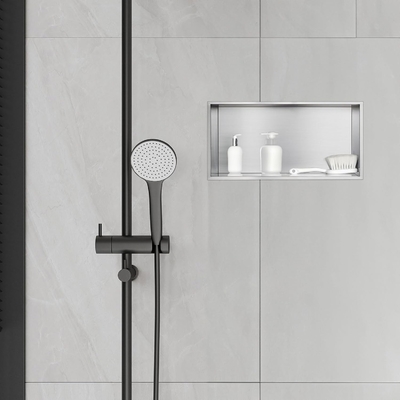 2024 Niche a parete a doppio scaffale come Bernkot Niche di doccia in acciaio inossidabile per bagno